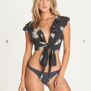 Billabong Come To Me Blouse Top Tie Ruffle